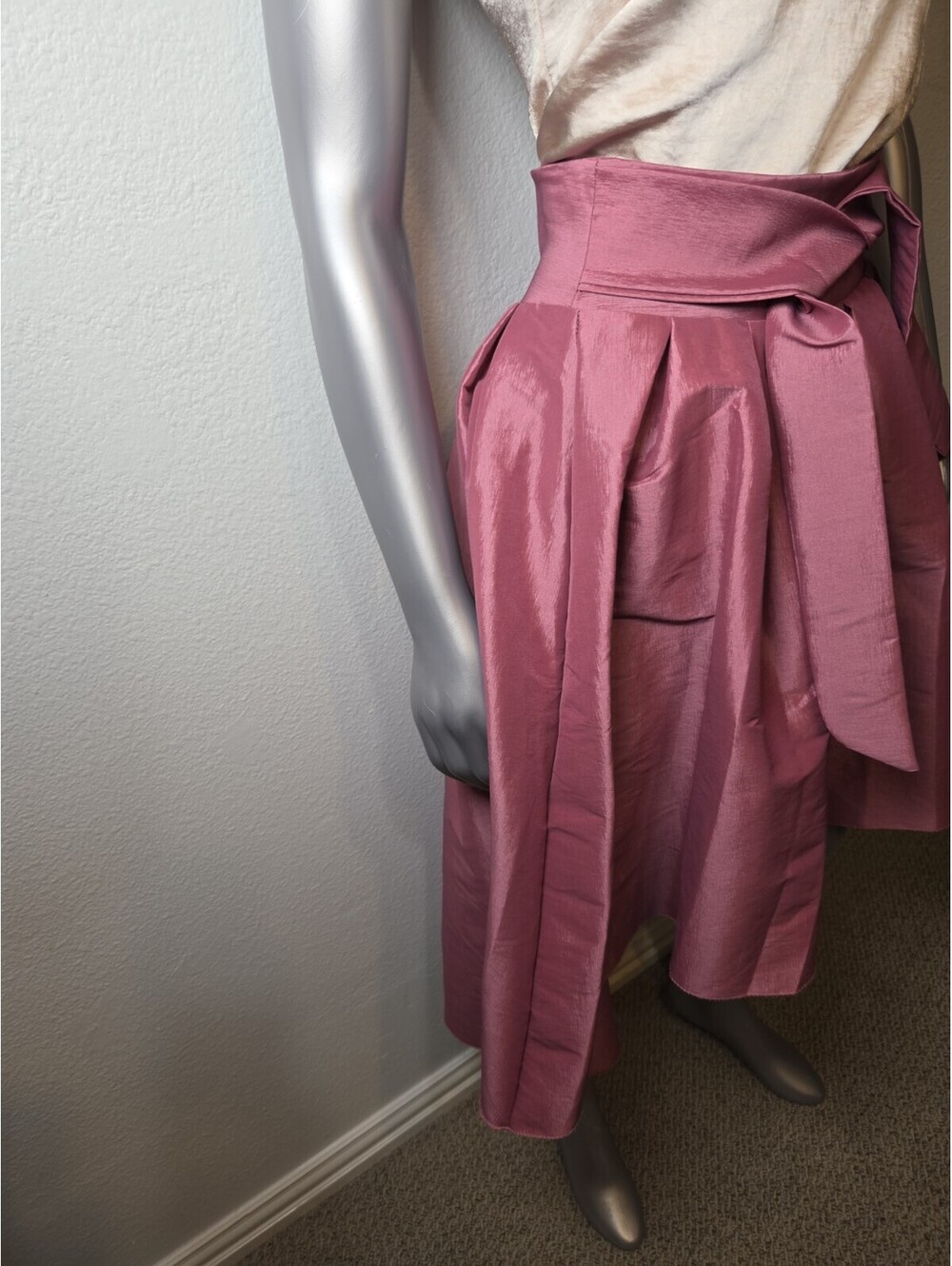 Boutique 5IVE Holiday High Low Hem Asymmetric Tie Sash Midi Skirt M - Picture 5 of 8